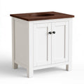 Mobile bagno sospeso in legno, colore marrone scuro e bianco