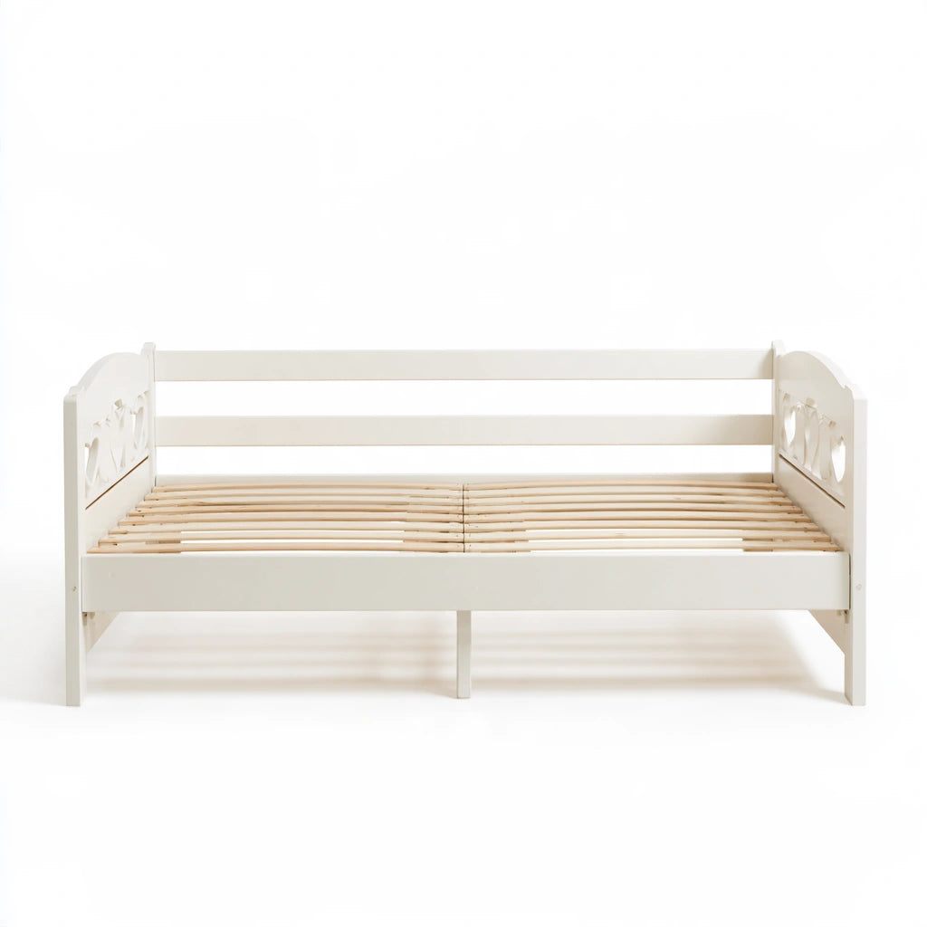 Letto da giorno estensibile in legno regolabile, colore bianco