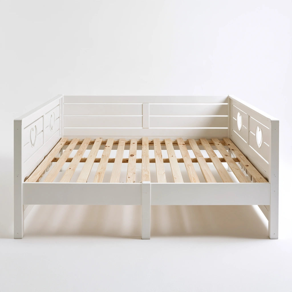 Letto da giorno estensibile in legno regolabile, colore bianco