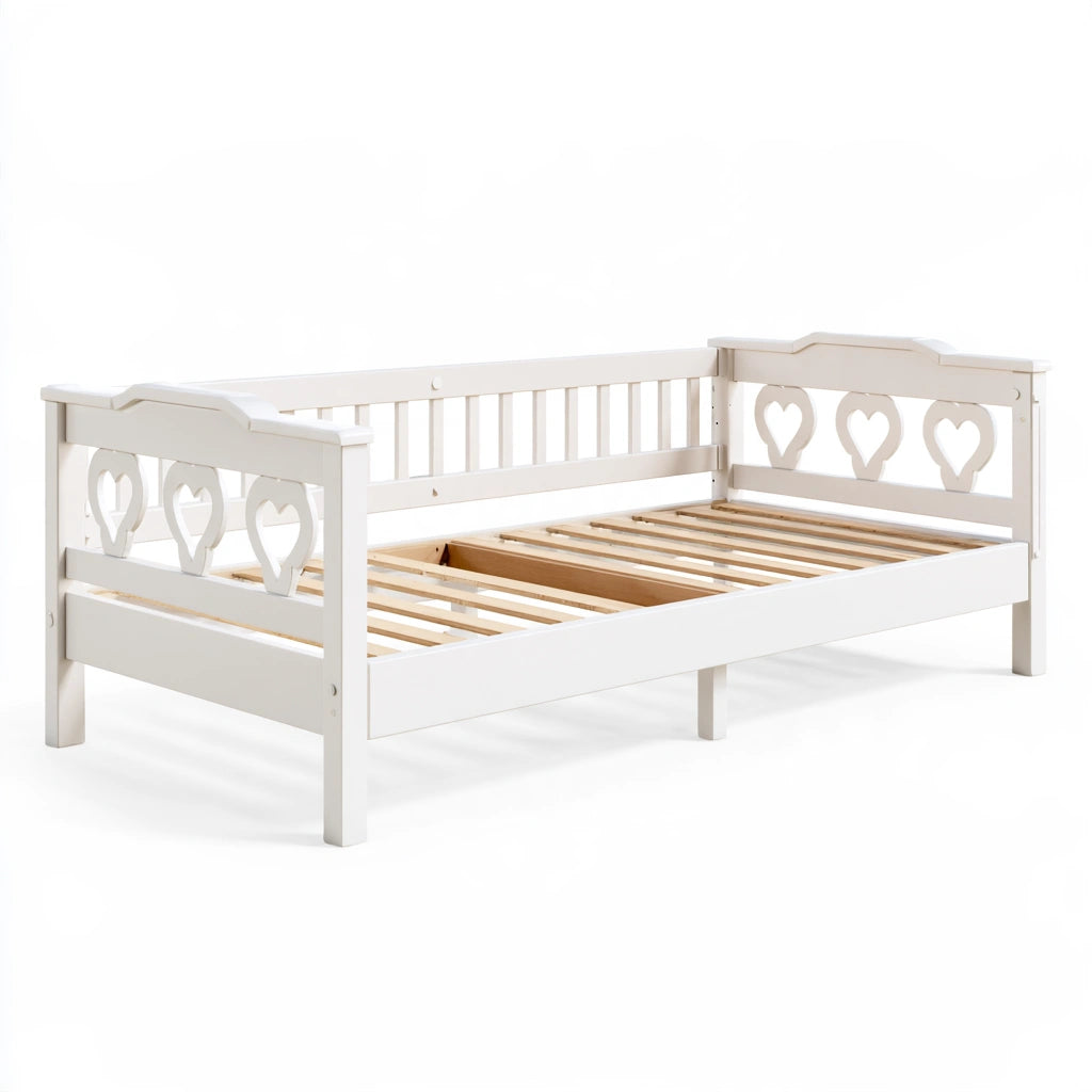 Letto da giorno estensibile in legno regolabile, colore bianco